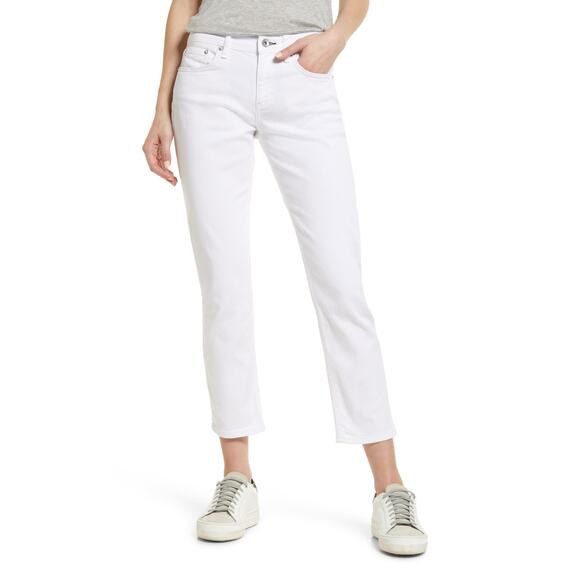 NWT Rag & Bone Dre Low Rise Ankle Slim Boyfriend Jeans - White Size 32 - Picture 1 of 9